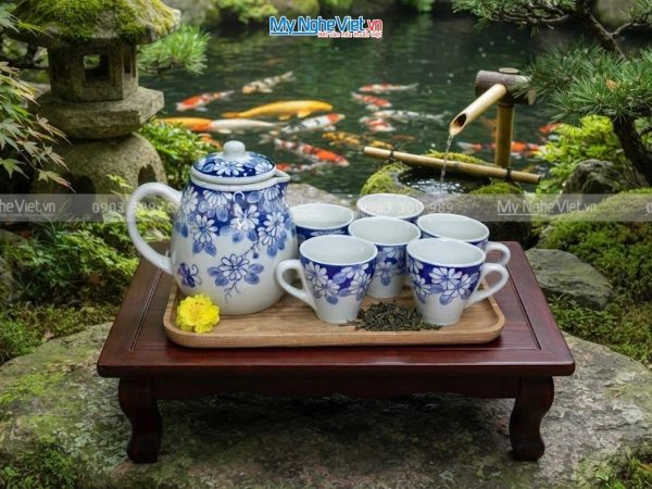Bộ bình trà gốm sứ Bát Tràng