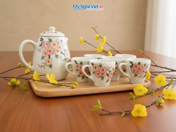 Bộ bình trà gốm sứ Bát Tràng