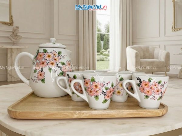 Bộ bình trà gốm sứ Bát Tràng