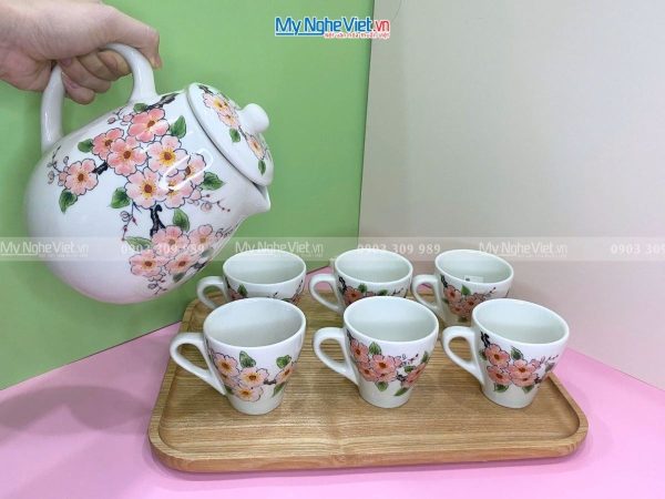 Bộ bình trà gốm sứ Bát Tràng