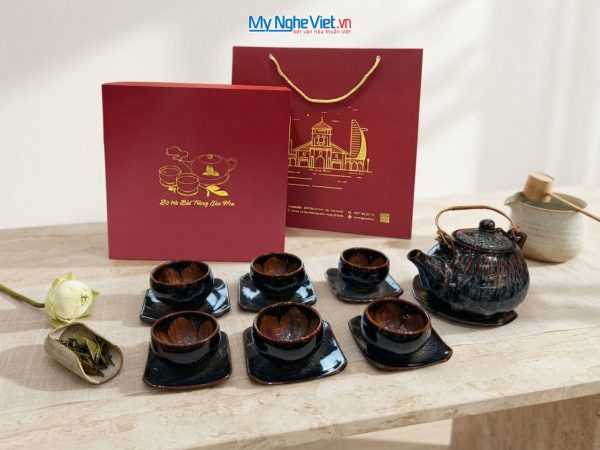 Bộ bình trà men hỏa biến - Quà tặng chuyên gia