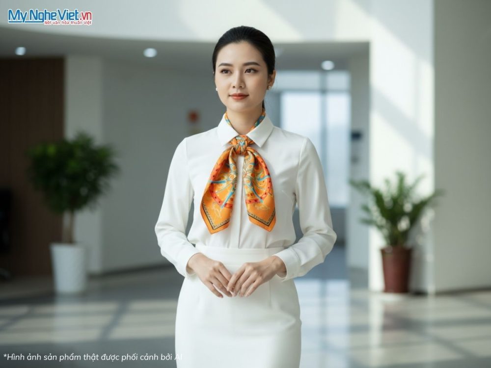 Khăn vuông lụa tơ tằm in họa tiết nghệ thuật