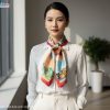 Khăn vuông lụa tơ tằm in họa tiết nghệ thuật
