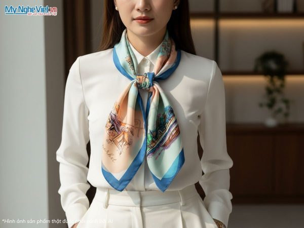 Khăn vuông lụa tơ tằm in họa tiết nghệ thuật
