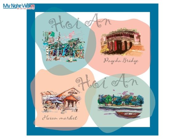 Khăn vuông lụa tơ tằm in họa tiết nghệ thuật