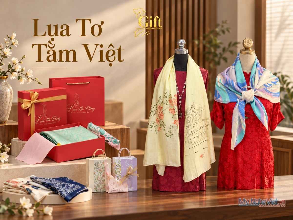 quà tặng lụa hà đông