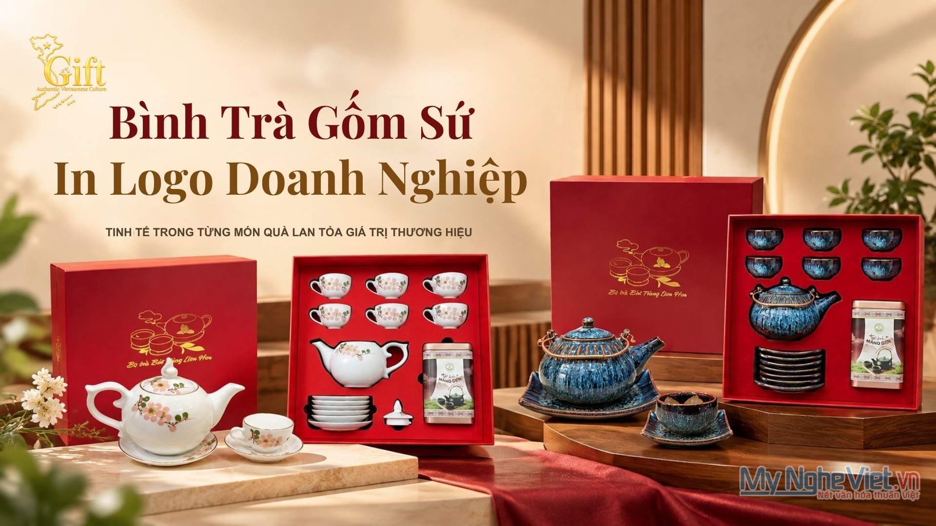 bình trà in logo