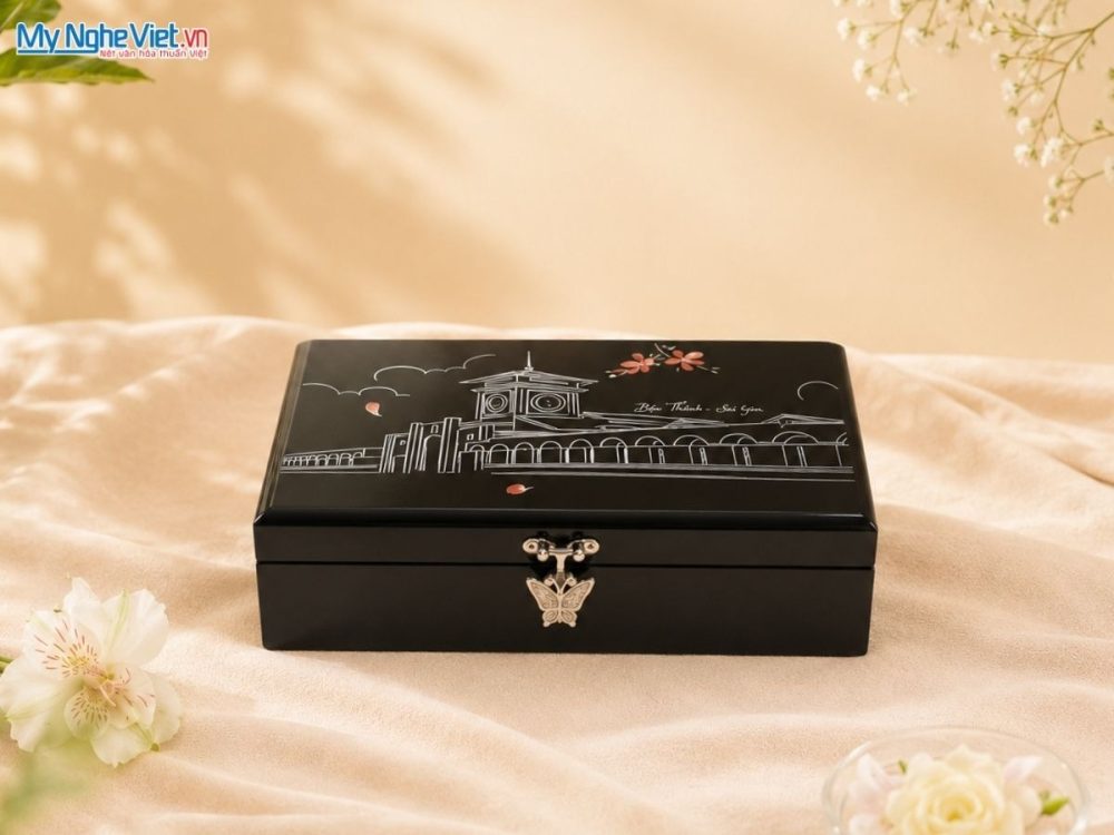 Set quà tặng hộp sơn mài và khăn lụa