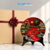 Tranh Đĩa Sơn Mài Đồng Quê Dát Bạc
