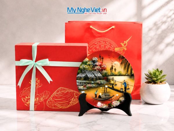 Tranh Đĩa Sơn Mài Đồng Quê Màu