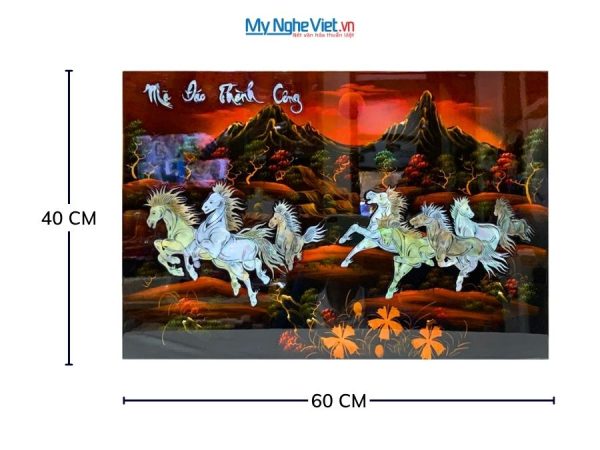 Tranh Sơn Mài Mã Đáo Thành Công Cẩn Ốc Nền Ấm