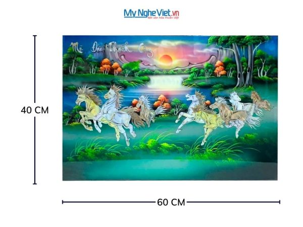 Tranh Sơn Mài Mã Đáo Thành Công Cẩn Ốc Nền Xanh