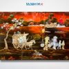 Tranh Sơn Mài Đồng Quê Cẩn Ốc Nền Ấm