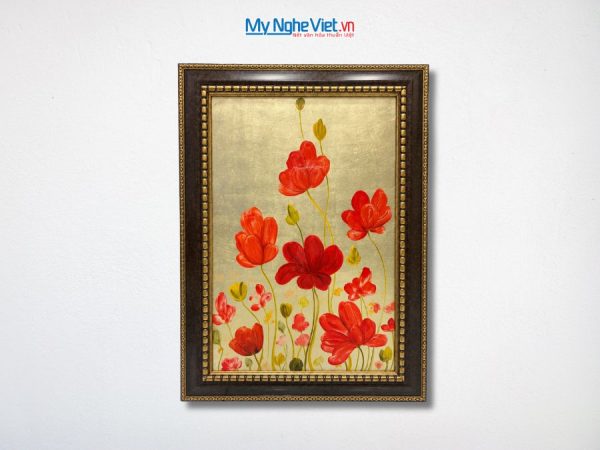 Tranh Sơn Mài Hoa Anh Túc Dát Vàng