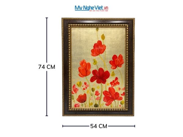 Tranh Sơn Mài Hoa Anh Túc Dát Vàng
