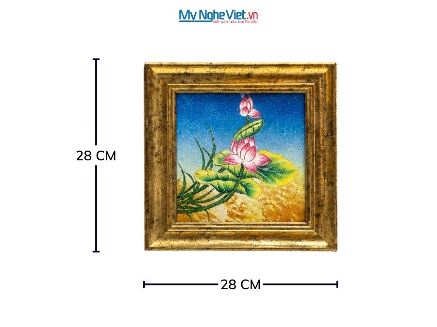 Tranh Sơn Mài Hoa Sen Cẩn Trứng Cao Cấp