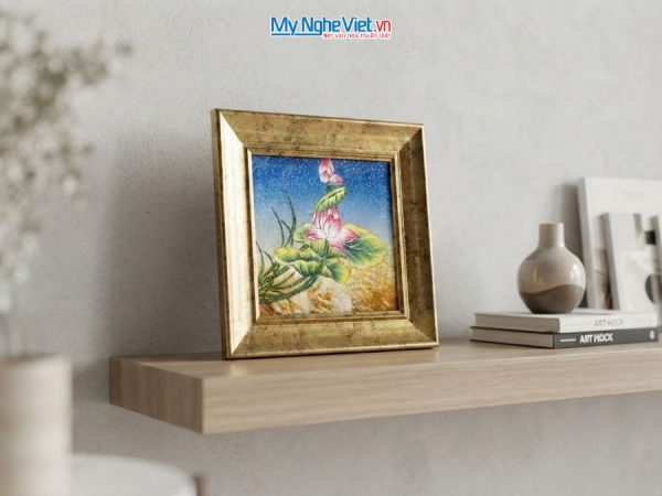 Tranh Sơn Mài Hoa Sen Cẩn Trứng Cao Cấp