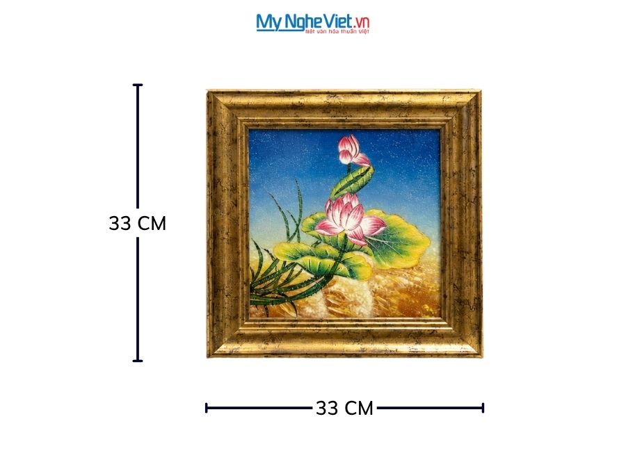 Tranh Sơn Mài Hoa Sen Cẩn Trứng Cao Cấp