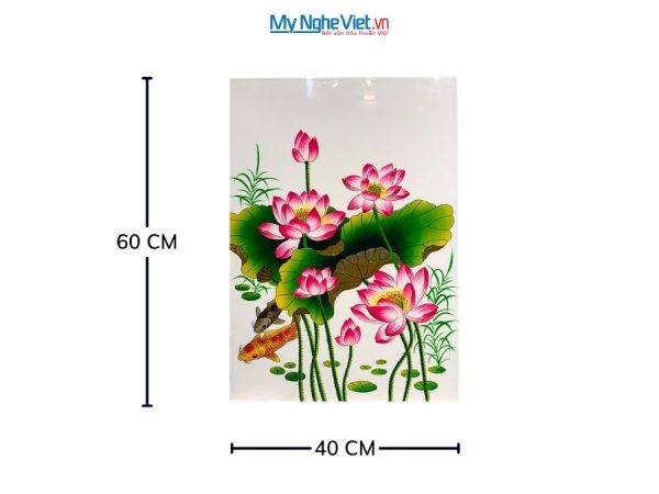 Tranh Sơn Mài Hoa Sen Nền Trắng