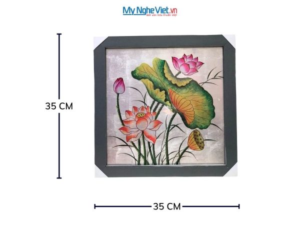 Tranh Sơn Mài Hoa Sen Dát Bạc