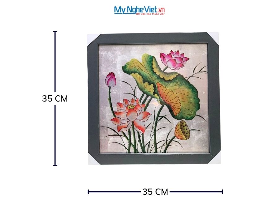 Tranh Sơn Mài Hoa Sen Dát Bạc