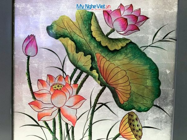 Tranh Sơn Mài Hoa Sen Dát Bạc