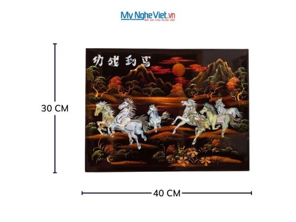 Tranh Sơn Mài Mã Đáo Thành Công Cẩn Ốc Chìm Nền Ấm