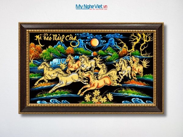 Tranh Sơn Mài Mã Đáo Thành Công Đắp Nổi Phù Điêu
