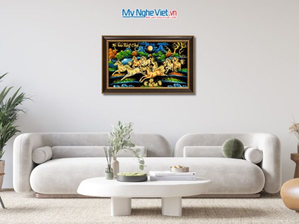 Tranh Sơn Mài Mã Đáo Thành Công Đắp Nổi Phù Điêu