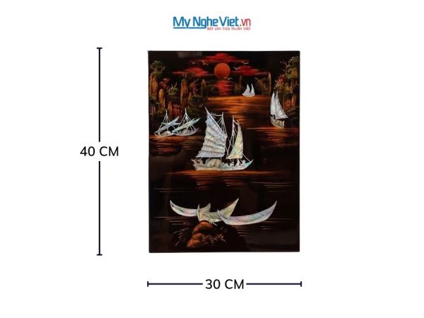 Tranh Sơn Mài Thuận Buồm Xuôi Gió Cẩn Ốc Chìm