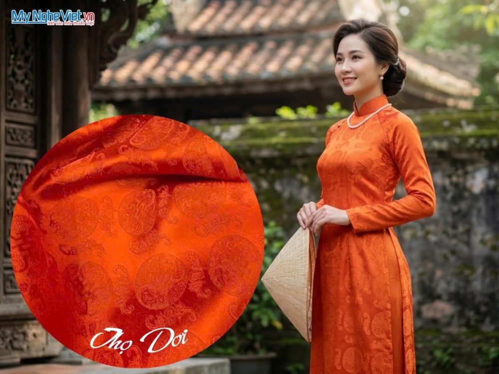 Vải lụa tơ tằm Hà Đông may áo dài cưới