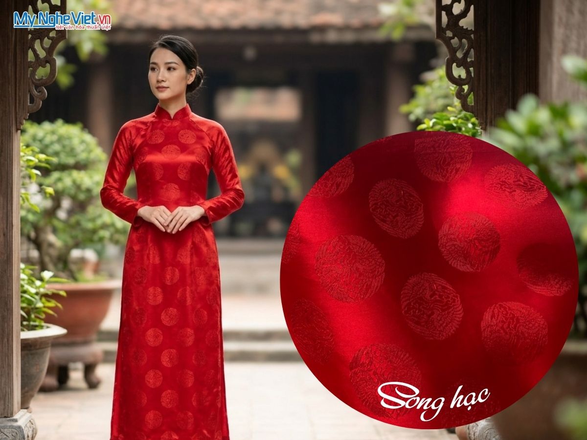 Vải lụa tơ tằm Hà Đông may áo dài cưới