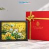 Tranh Sơn Mài Hoa Sen Dát Bạc Nền Vàng