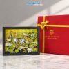 Tranh Sơn Mài Hoa Sen Dát Bạc Nền Vàng