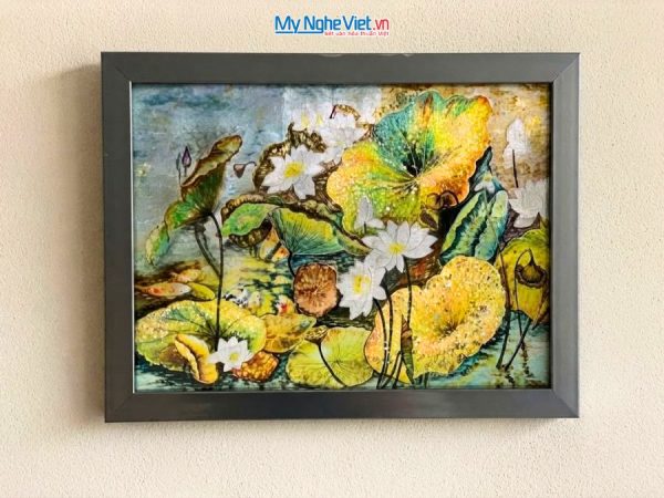 Tranh Sơn Mài Hoa Sen Dát Bạc