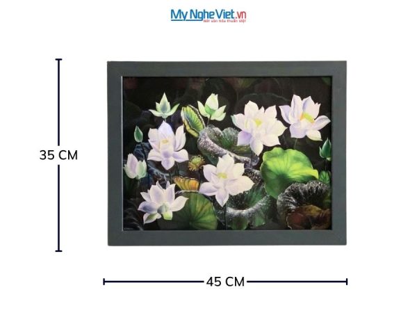 Tranh Sơn Mài Hoa Sen Dát Bạc Nền Đen