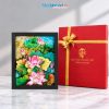 Tranh Sơn Mài Hoa Sen Dát Bạc Nền Xanh