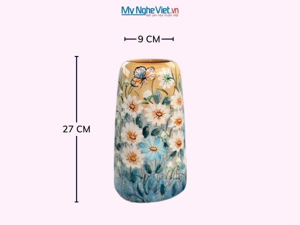 Bình Hoa Gốm Bát Tràng Vẽ Hoa Cúc