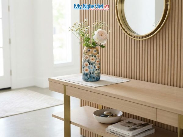 Bình Hoa Gốm Bát Tràng Vẽ Hoa Cúc