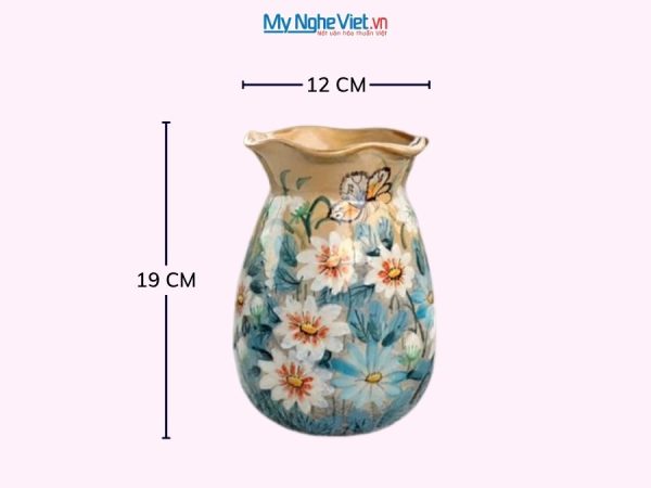 Bình Hoa Gốm Bát Tràng Vẽ Hoa Cúc