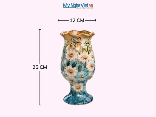Bình Hoa Gốm Bát Tràng Vẽ Hoa Cúc