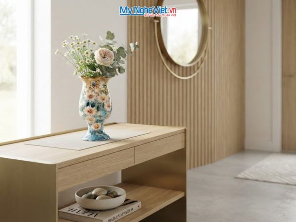 Bình Hoa Gốm Bát Tràng Vẽ Hoa Cúc