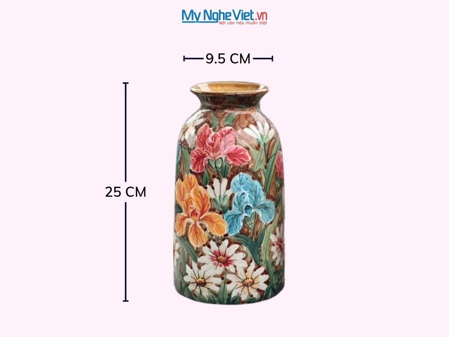 Bình Hoa Gốm Bát Tràng Vẽ Hoa Diên Vĩ
