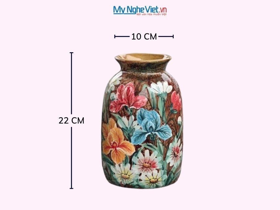 Bình Hoa Gốm Bát Tràng Vẽ Hoa Diên Vĩ