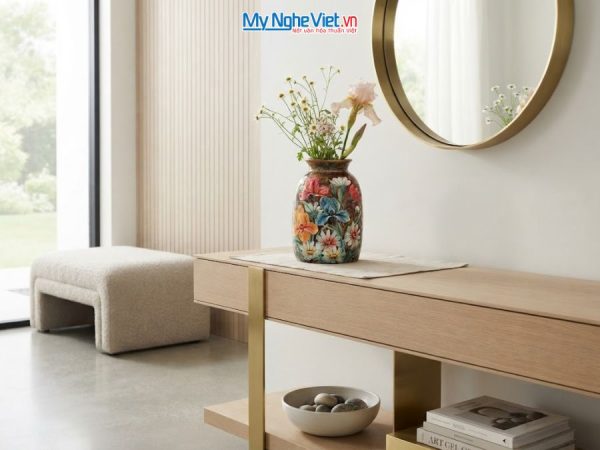 Bình Hoa Gốm Bát Tràng Vẽ Hoa Diên Vĩ