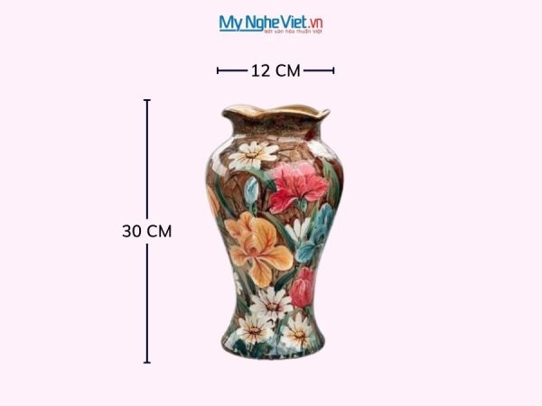 Bình Hoa Gốm Bát Tràng Vẽ Hoa Diên Vĩ