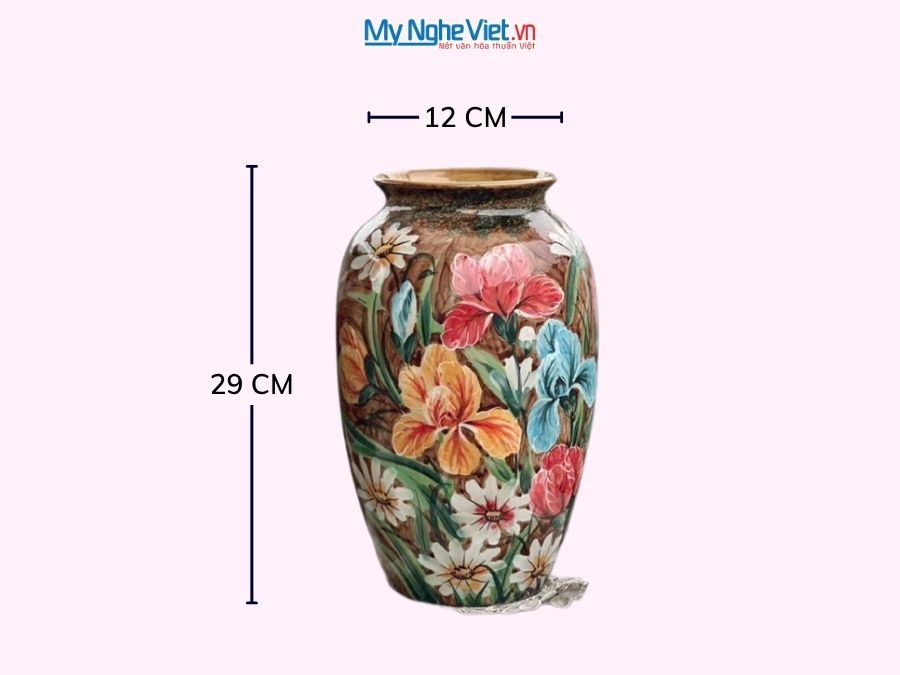 Bình Hoa Gốm Bát Tràng Vẽ Hoa Diên Vĩ