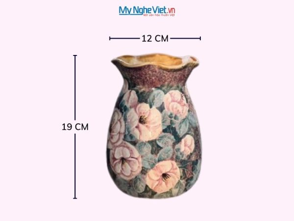 Bình Hoa Gốm Bát Tràng Vẽ Hoa Hồng