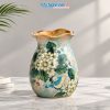Bình Hoa Gốm Bát Tràng Vẽ Hoa Mai Trắng