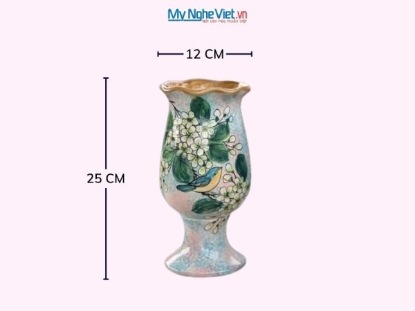 Bình Hoa Gốm Bát Tràng Vẽ Hoa Mai Trắng